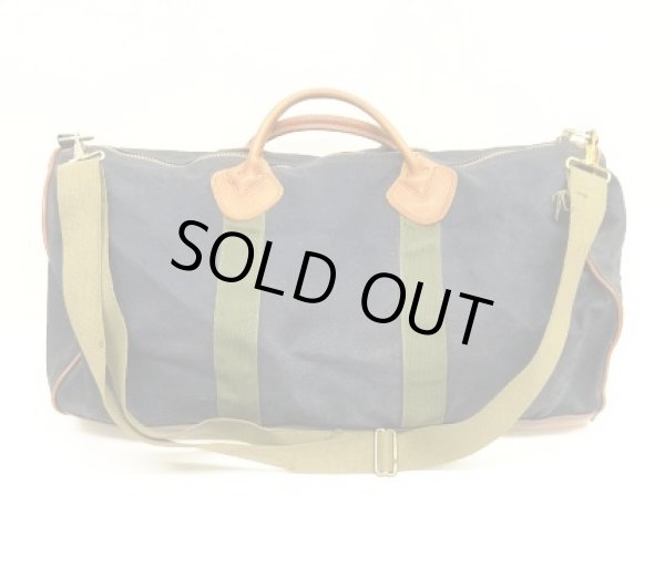 画像1: 80'S LL Bean キャンバス/レザー ダッフルバッグ ネイビー/オリーブ USA製 (VINTAGE)