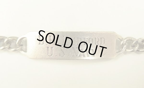 画像2: 60'S アメリカ軍 "US NAVY刻印入り" スターリングシルバー ミリタリー IDプレート チェーンブレスレット シルバー (VINTAGE)