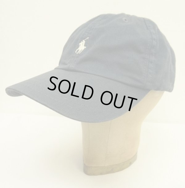 画像1: 90'S RALPH LAUREN ロゴ刺繍 ベースボールキャップ ネイビー USA製 (VINTAGE)