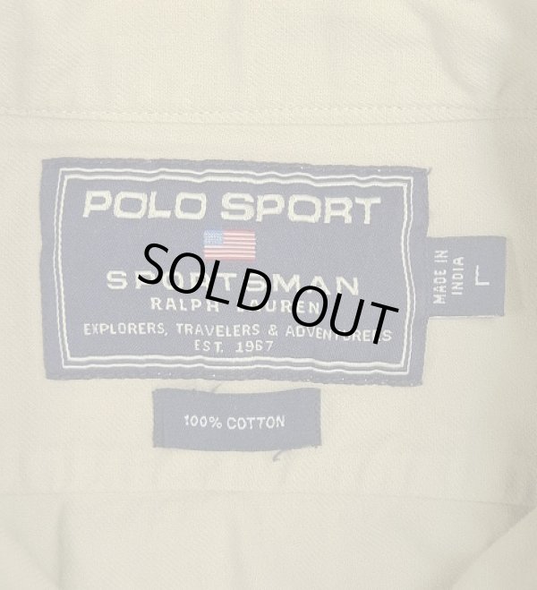 画像2: 90'S RALPH LAUREN "POLO SPORT" ステンシル マチ付き 長袖 ワークシャツ ベージュ (VINTAGE)