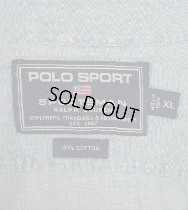 画像2: 90'S RALPH LAUREN "POLO SPORT" ハーフジップ チンスト＆マチ付き 長袖 シャンブレーシャツ ririジップ (VINTAGE)