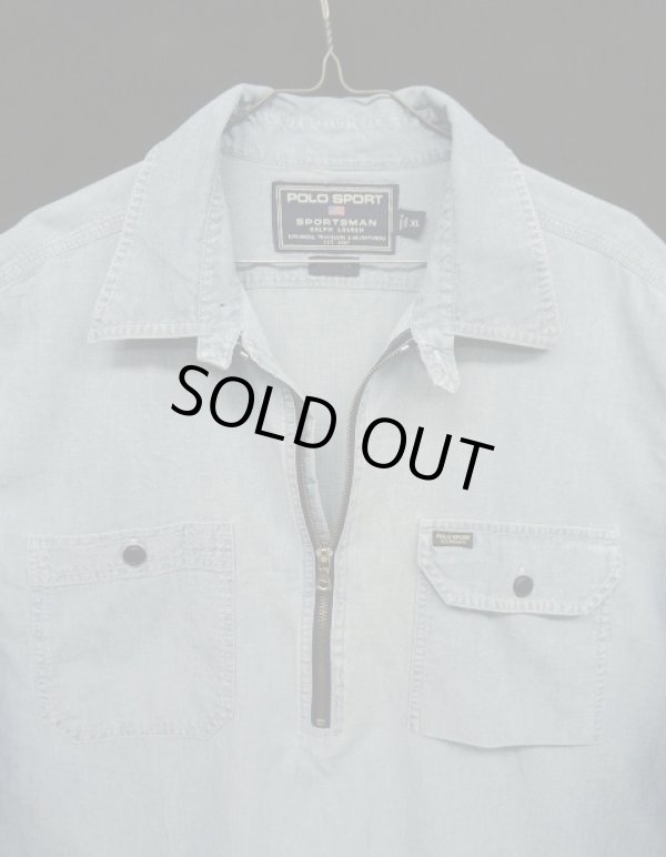 画像3: 90'S RALPH LAUREN "POLO SPORT" ハーフジップ チンスト＆マチ付き 長袖 シャンブレーシャツ ririジップ (VINTAGE)