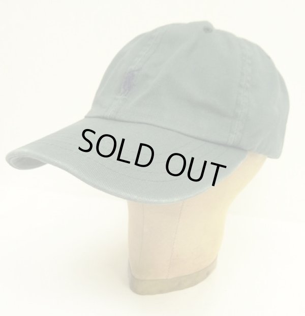 画像1: 90'S RALPH LAUREN ロゴ刺繍 ベースボールキャップ グリーン USA製 (VINTAGE)