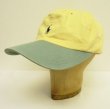 画像1: 90'S RALPH LAUREN ロゴ刺繍 ベースボールキャップ イエロー/ライトグリーン USA製 (VINTAGE)
