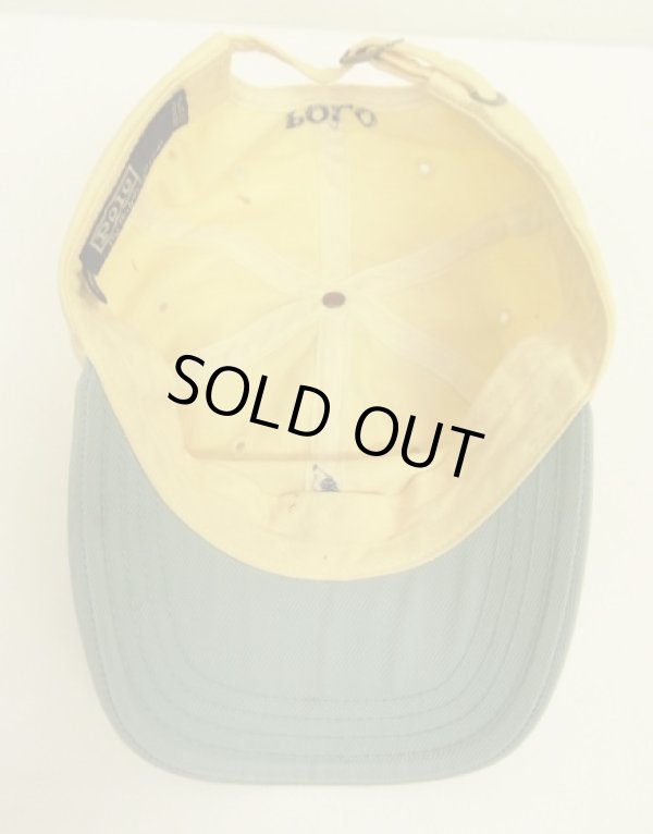 画像5: 90'S RALPH LAUREN ロゴ刺繍 ベースボールキャップ イエロー/ライトグリーン USA製 (VINTAGE)