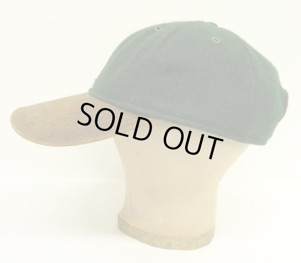 画像3: 90'S LANDS' END 6パネル レザー/ウール ベースボールキャップ グリーン/ブラウン USA製 (VINTAGE)