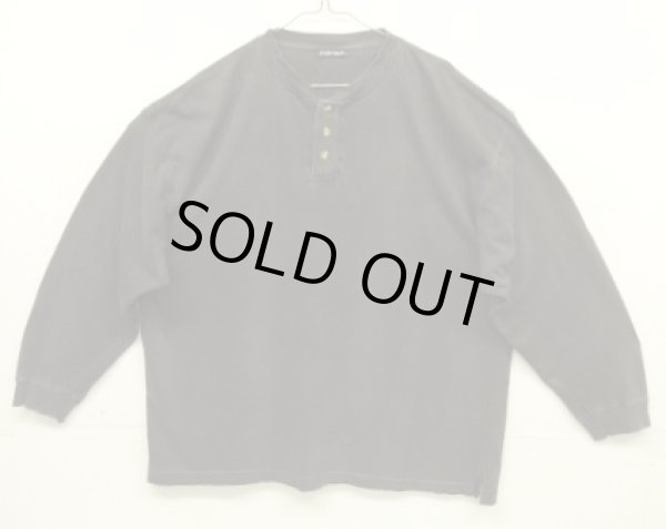 画像1: 90'S PURITAN ヘンリーネック 長袖 Tシャツ フェードブラック (VINTAGE)