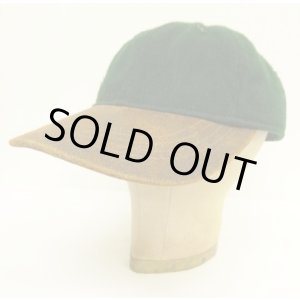 画像: 90'S LANDS' END 6パネル レザー/ウール ベースボールキャップ グリーン/ブラウン USA製 (VINTAGE)