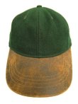画像2: 90'S LANDS' END 6パネル レザー/ウール ベースボールキャップ グリーン/ブラウン USA製 (VINTAGE)