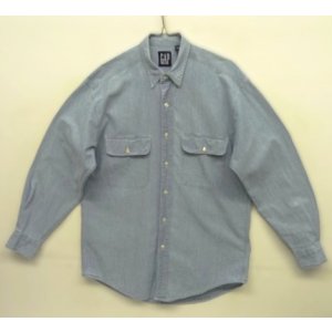 画像: 90'S GAP 旧タグ 長袖 シャンブレーシャツ ブルー (VINTAGE)