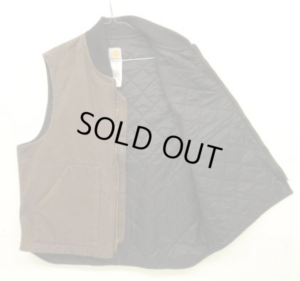 画像3: 11'S CARHARTT 裏地キルティング ダックベスト ダークブラウン メキシコ製 (VINTAGE)