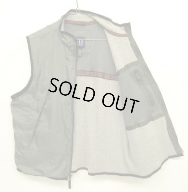 画像3: 90'S GAP 旧タグ 裏地サーマル フルジップ ナイロンベスト カーキ (VINTAGE)