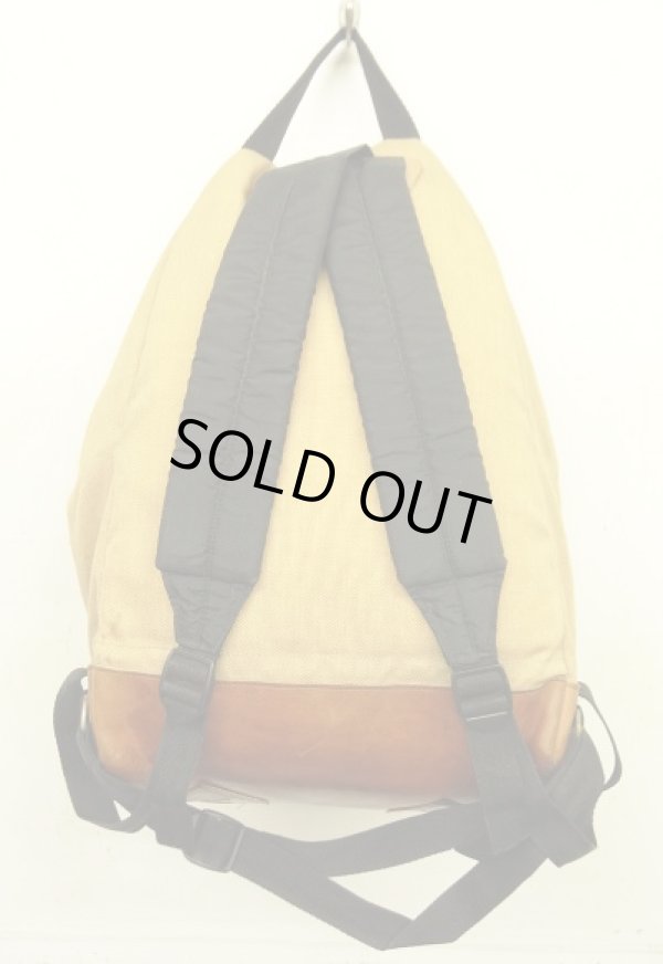 画像4: 70'S EASTPAK "NEWSタグ" ボトムレザー ナイロン バックパック ベージュ USA製 (VINTAGE)