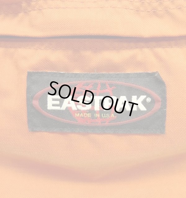 画像3: 90'S EASTPAK 旧タグ ボトムレザー ナイロン バックパック オレンジ USA製 (VINTAGE)