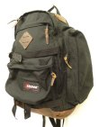 画像2: 80'S EASTPAK 旧タグ 両サイド収納付き ボトムレザー ナイロン バックパック ブラック USA製 (VINTAGE)