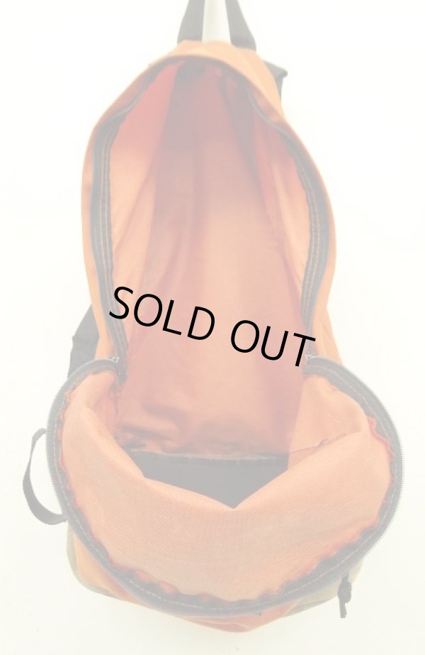 画像6: 90'S EASTPAK 旧タグ ボトムレザー ナイロン バックパック オレンジ USA製 (VINTAGE)