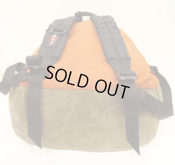 画像7: 90'S EASTPAK 旧タグ ボトムレザー ナイロン バックパック オレンジ USA製 (VINTAGE)