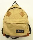 画像1: 70'S EASTPAK "NEWSタグ" ボトムレザー ナイロン バックパック ベージュ USA製 (VINTAGE)