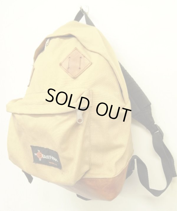 画像2: 70'S EASTPAK "NEWSタグ" ボトムレザー ナイロン バックパック ベージュ USA製 (VINTAGE)