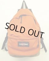 画像: 90'S EASTPAK 旧タグ ボトムレザー ナイロン バックパック オレンジ USA製 (VINTAGE)