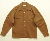 画像: 70'S MORVAL コットンギャバジン 長袖 オープンカラーシャツ ブラウン玉虫色 (VINTAGE)