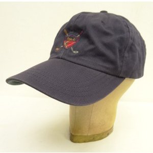 画像: 90'S RALPH LAUREN クレストロゴ ベースボールキャップ ネイビー USA製 (VINTAGE)