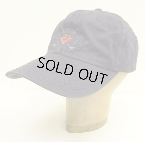 画像1: 90'S RALPH LAUREN クレストロゴ ベースボールキャップ ネイビー USA製 (VINTAGE)