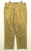 画像1: 90'S RALPH LAUREN ツープリーツ モールスキンパンツ 42TALONジップ タン USA製 (VINTAGE)