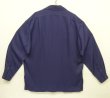 画像3: 90'S RALPH LAUREN レーヨン/ウール 長袖 オープンカラーシャツ ネイビー (VINTAGE)