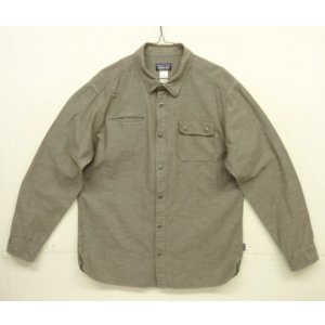 画像: PATAGONIA メタルボタン マチ付き 長袖 シャンブレーシャツ ブラウン (USED)