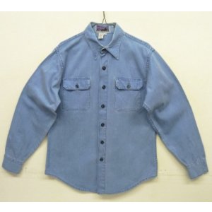 画像: 70'S PATAGONIA 初期タグ キャンバス 長袖 ワークシャツ ブルー 香港製 (VINTAGE)