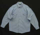 画像: 80'S OSH KOSH B'GOSH 三角タグ コットン100% 長袖 シャンブレーシャツ ブルー (VINTAGE)