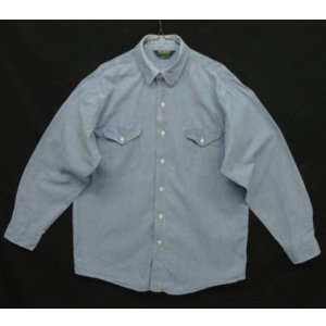 画像: 80'S OSH KOSH B'GOSH 三角タグ コットン100% 長袖 シャンブレーシャツ ブルー (VINTAGE)