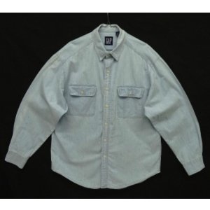 画像: 90'S GAP 旧タグ 長袖 シャンブレーシャツ ブルー (VINTAGE)