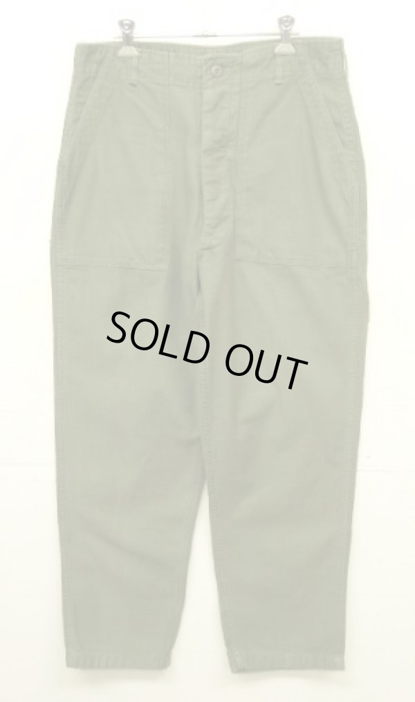 画像1: 70'S アメリカ軍 US ARMY "OG107" コットンサテン ベイカーパンツ W34L31 (VINTAGE)