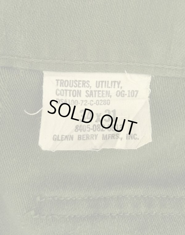 画像2: 70'S アメリカ軍 US ARMY "OG107" コットンサテン ベイカーパンツ W34L31 (VINTAGE)