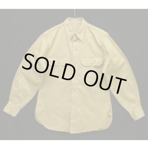 画像: 40'S アメリカ軍 US ARMY "STAND UP COLLAR" マチ付き 長袖 チノシャツ ベージュ (VINTAGE)