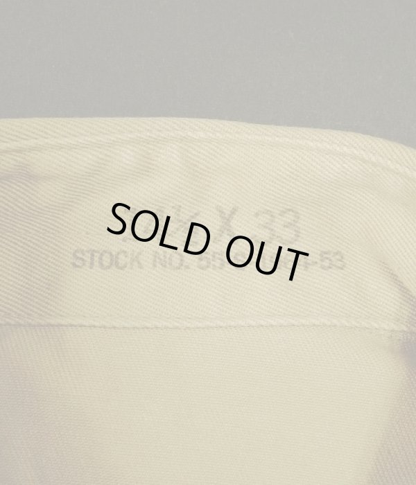 画像2: 50'S アメリカ軍 US ARMY "STAND UP COLLAR" マチ付き 長袖 チノシャツ ベージュ (VINTAGE)