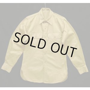 画像: 50'S アメリカ軍 US ARMY "STAND UP COLLAR" マチ付き 長袖 チノシャツ ベージュ (VINTAGE)