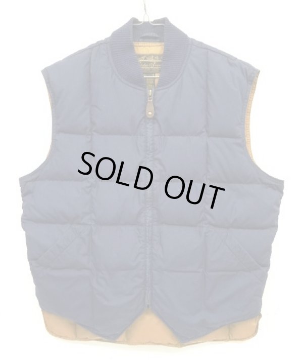 画像1: 90'S EDDIE BAUER "DOWNLIGHT VEST" 黒タグ グースダウン スクエアキルト ダウンベスト ネイビー (VINTAGE)