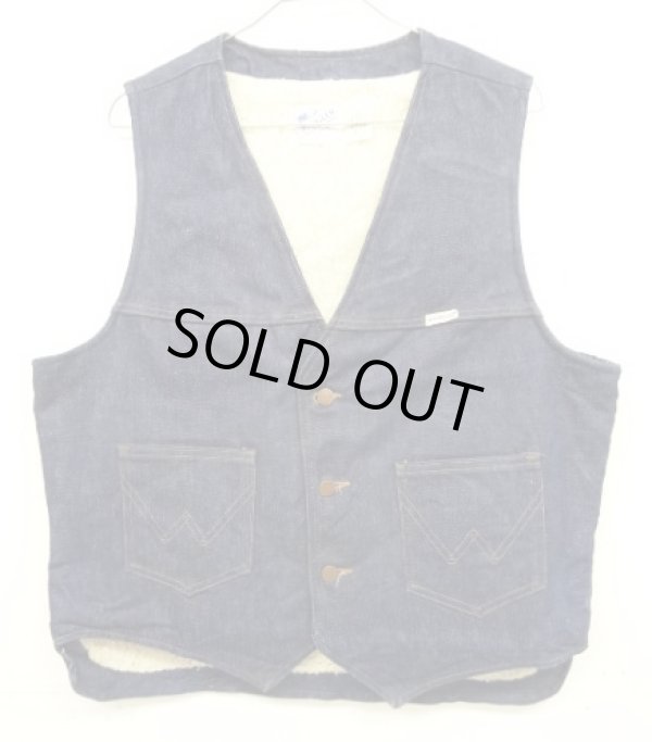 画像1: 80'S WRANGLER "NO-FAULT DENIMS" 裏地ボア デニムベスト インディゴ USA製 (VINTAGE)