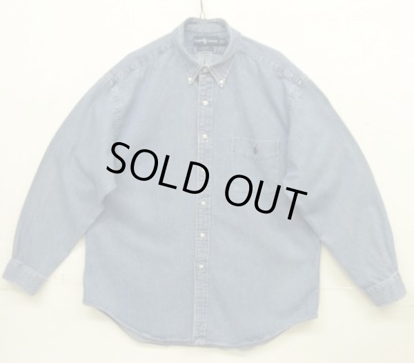 画像1: 90'S RALPH LAUREN "BIG SHIRT" デニム 長袖 BDシャツ インディゴ (VINTAGE)