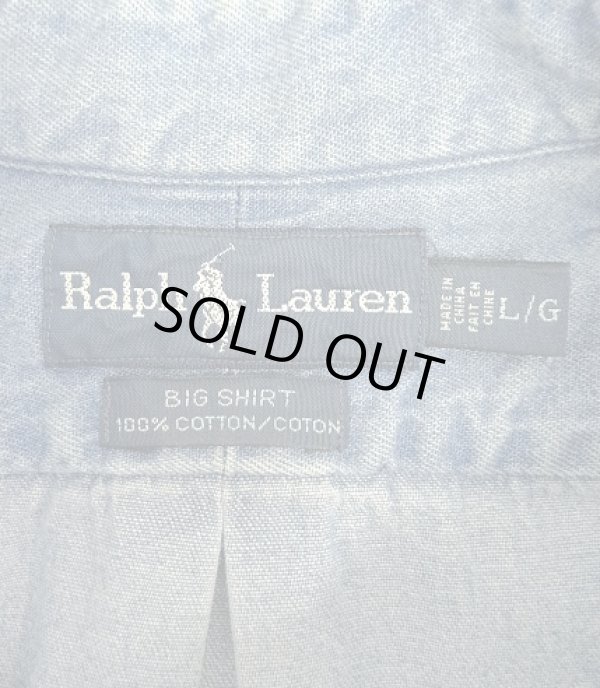 画像2: 90'S RALPH LAUREN "BIG SHIRT" デニム 長袖 BDシャツ インディゴ (VINTAGE)