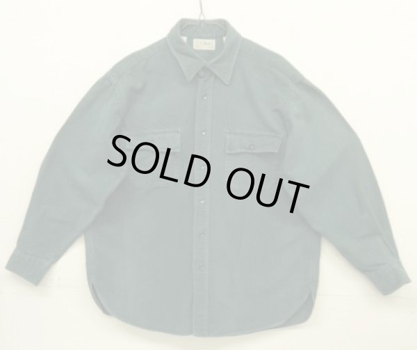 画像1: 90'S LL Bean "CHAMOIS CLOTH SHIRT" 長袖 シャモアクロスシャツ ダークグリーン USA製 (VINTAGE)