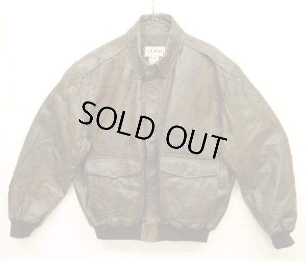 画像1: 90'S LL Bean "A-2" レザー フライトジャケット ブラウン TALONジップ USA製 (DEADSTOCK)