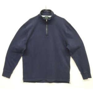 画像: 00'S J.CREW 旧タグ ハーフジップ スタンドカラー 長袖 ラガーシャツ ネイビー (VINTAGE)