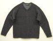 画像1: 01'S PATAGONIA 袖先ロゴ 同色切り替え Vネック ニット ネイビー USA製 (VINTAGE)