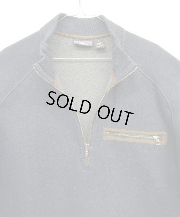 画像3: 02'S PATAGONIA ハーフジップ レザートリム ニット ネイビー USA製 (VINTAGE)