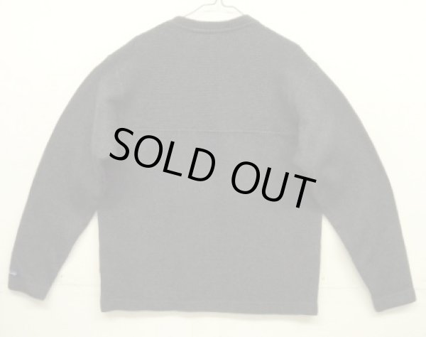 画像4: 01'S PATAGONIA 袖先ロゴ 同色切り替え Vネック ニット ネイビー USA製 (VINTAGE)