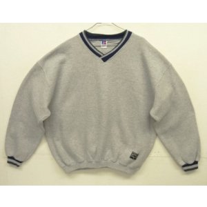 画像: 90'S RUSSELL ATHLETIC ライン入りリブ Vネック スウェットシャツ ヘザーグレー USA製 (VINTAGE)
